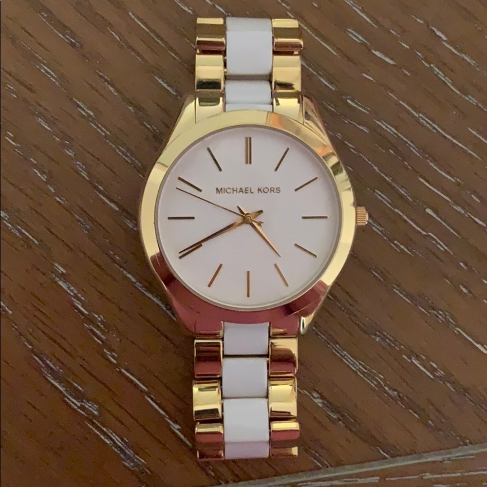 White and Gold Michael Kors Watch